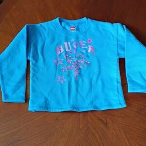 Hanes Blue Long Sleeve Tee with Pink Accents - Size: 5T   (1072)
